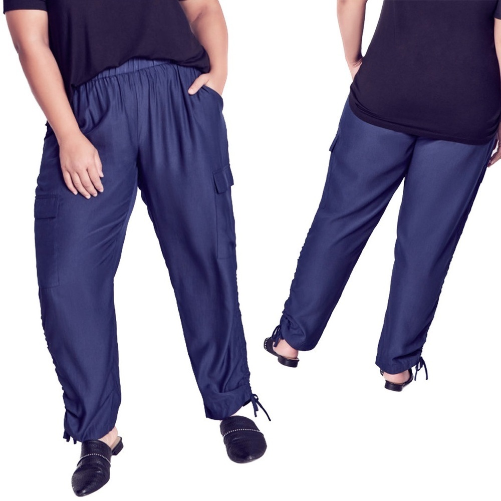 ARNA YORK Navy Shiloh Ruched Pant 3LM03.10